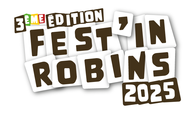 Logo Fest'in Robins #3 logo de la 3ème édition du festival de musiques actuelles des Petits Robins à Livron-sur-Dröme